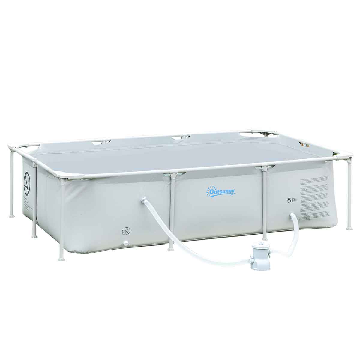 Alfresco Steel Frame Swimming Pool with Filter Pump, Grey