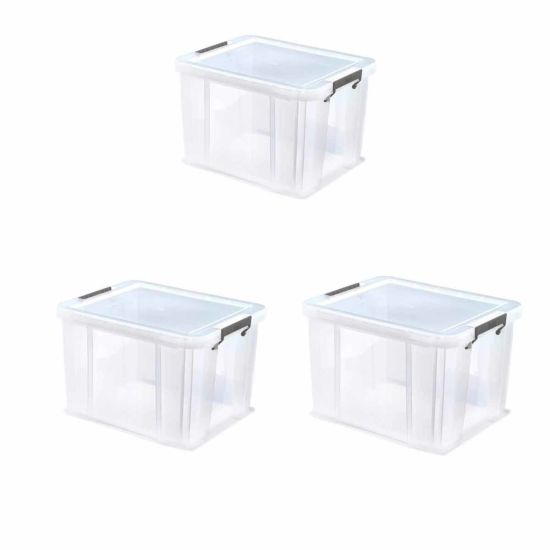 Whitefurze Allstore Plastic Storage Box 36 Litre Pack of 3