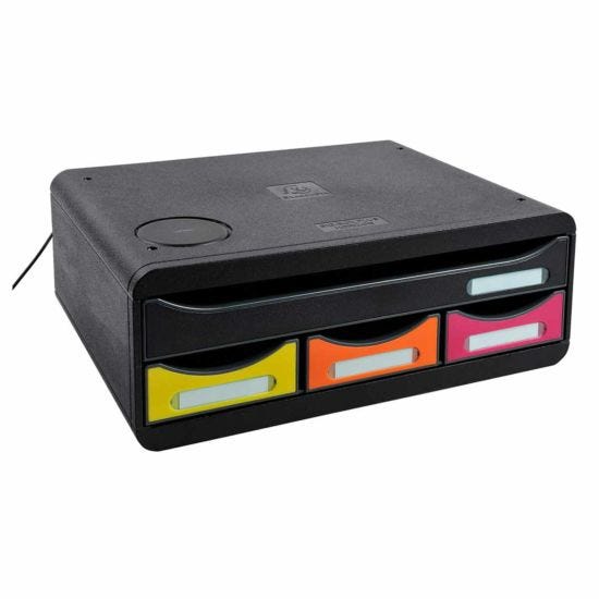 Exacompta Toolbox Mini 4 Drawer Set with Charging Pad