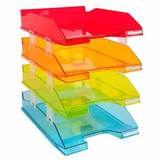Exacompta Office Letter Tray Midi Combo Pack of 4 Assorted Translucent Gloss