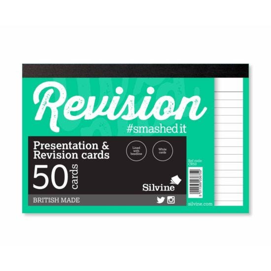 Silvine Revision and Presentation Notecards Ruled Pack of 50