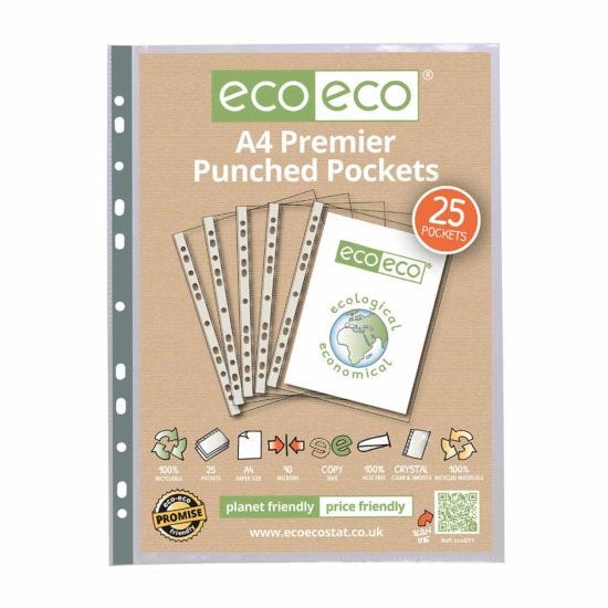 eco eco Premier Punched Pockets A4 Pack of 25