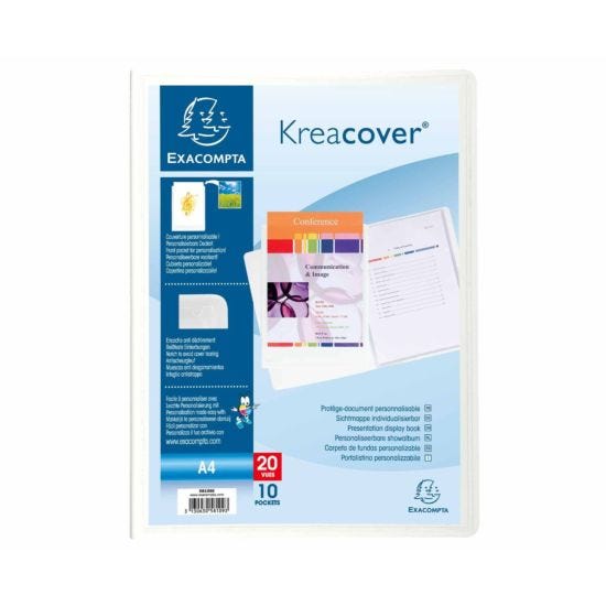 Exacompta Kreacover A4 Display Book 10 Pocket Pack of 20 White