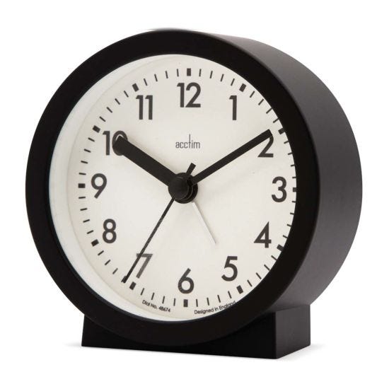 Acctim Gaby Analogue Contemporary Bedside Alarm Clock Black