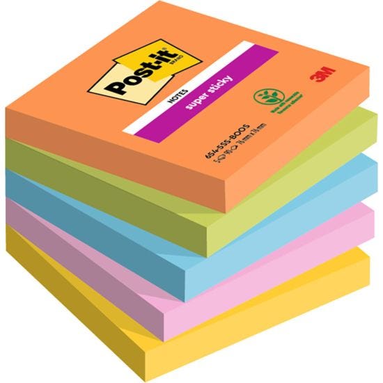Post-it Super Sticky Notes 76 mm x 76 mm 90 Sheets - Pack of 5