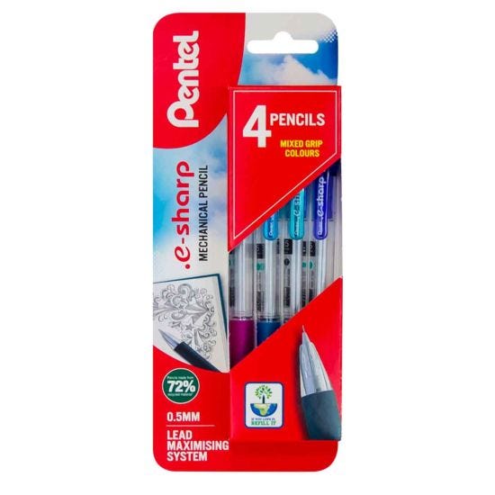 Pentel E-Sharp Mechanical Pencils 0.5mm  Pack of 4