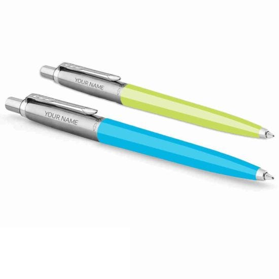 Personalised Parker Original Jotter Ballpoint Pen Lime and Sky Blue Pack of 2