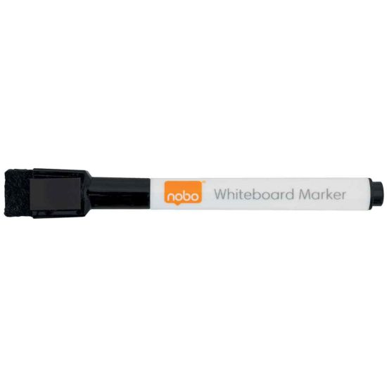 Nobo Whiteboard Pens with Magnetic Eraser Cap in Black Pack of 6