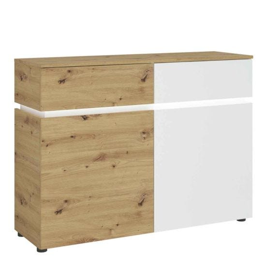 Luci 2 Door 2 Drawer Cabinet with LED Lighting White