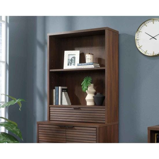 Teknik Office Elstree Spiced Mahogany Bookcase Cabinet with Drawer