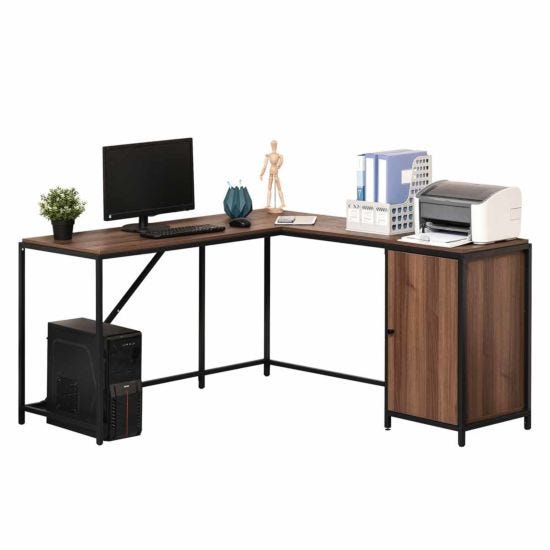 Giada L-Shape Corner Desk with Cabinet