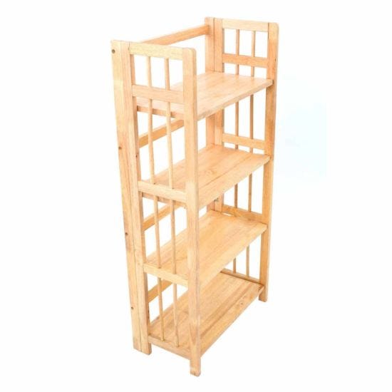 Details about   4 Tier Heavy Duty Wood folding Ladder Shelf Bookcase Bookshelf Storage Shelves 