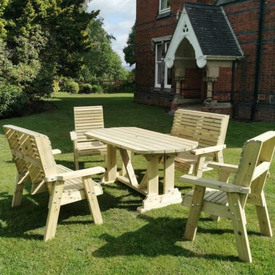 Hawthorn Outdoor Dining Set with 2 Chairs and 2 Benches