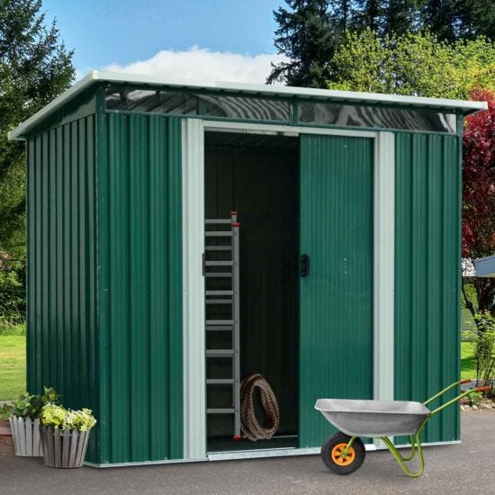 Alfresco Outdoor Heavy Duty Metal House Storage Shed 8 x 6ft