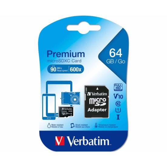 Verbatim Premium 64GB MicroSDXC Card Class 10