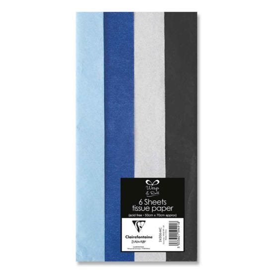 Wrap & Roll Tissue Paper 6 Sheets - Assorted Blues