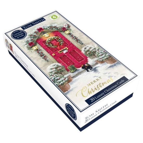 Tom Smith Luxury Slim Front Door Christmas Cards Pack of 20