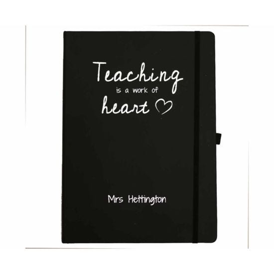 Ryman Personalised Soft Cover Large Notebook Teaching is a Work of Heart in Silver Foil
