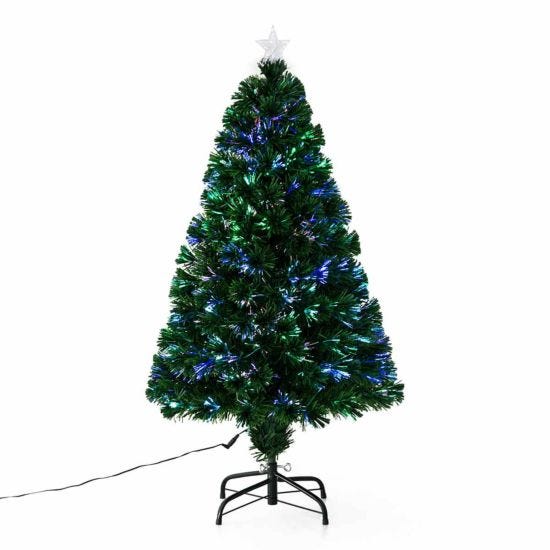 Green Pre Lit Fibre Optic Artificial Christmas Tree 120cm