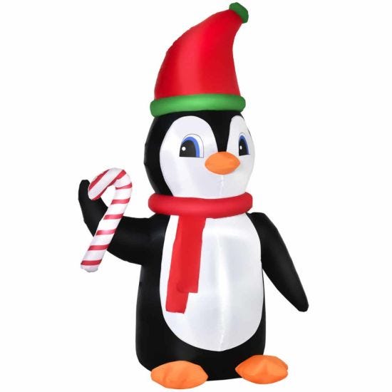 Inflatable Light Up Penguin with Candy Cane 250cm