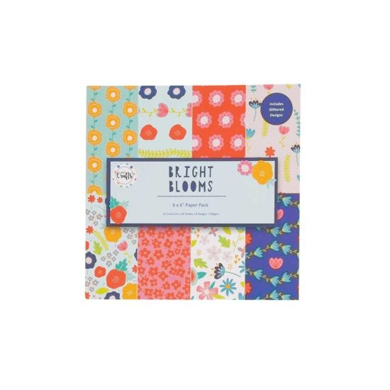 1893 Crafts Craft Paper Pack of 24 Sheets 6 x 6 Inches - Bright Blooms