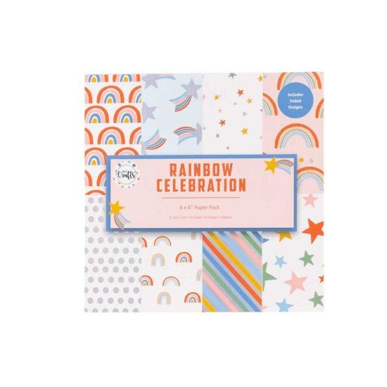 1893 Crafts Craft Paper Pack of 24 Sheets 6 x 6 Inches - Rainbow Celebration