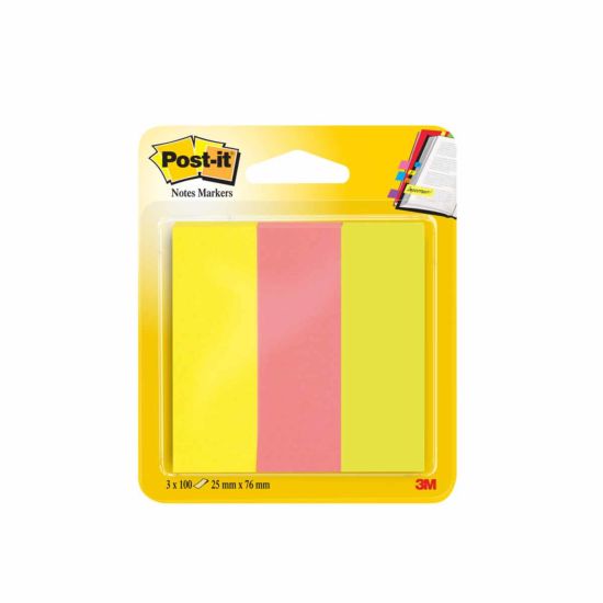 3M Post It Notes Self Adhesive Markers 76x25mm 100 Sheets Pack of 3