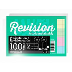 Silvine Revision A6 Flash Cards 10mm Squares Pack of 100 Cards