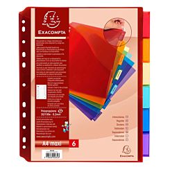 Exacompta Dividers 6 Part A4 Plus Assorted Translucent Pack of 10