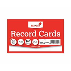 Silvine Record Cards 127x77mm Plain Pack of 100