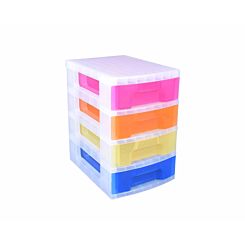 Really Useful Storage Drawer Unit Clear/Rainbow 4x7 Litre