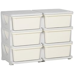 Cream Vertical Toy Box and 6 Drawer Dresser for Kids Storage