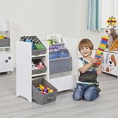 Liberty House Toys Kids White Display Unit with Fabric Storage Bins