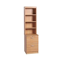 R White 2 Drawer Filing Cabinet With Overshelving Classic Oak
