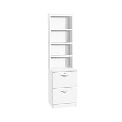 R White 2 Drawer Filing Cabinet With Overshelving White Satin