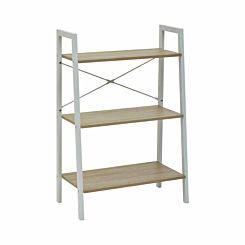 Interiors by PH 3 Tier Ladder Shelving Unit with Metal Frame White
