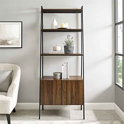 Industrial Ladder Bookcase with Cabinet