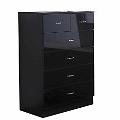 Chilton Tall 6 Drawer Chest with High Gloss Drawer Fronts