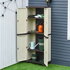 Alfresco Double Door Patio Plastic Garden Tools Storage Cabinet