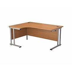 TC Office Start Silver Cantilever Frame Left Hand Crescent Desk 1800x1200mm Oak