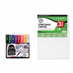 POSCA PC-1M 8 Piece Starter Pack with A4 Canvas Pack of 3