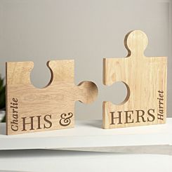 Personalised His and Hers Jigsaw Piece Set
