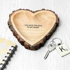 Personalised Carved Wooden Heart Dish