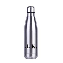 Personalised Water Bottle With Screw Lid Stainless Steel with Black Bold Initials