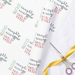 Ryman Personalised Naughty Nice Wrapping Paper 1m x 2m