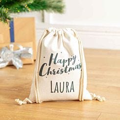 Personalised Happy Christmas Drawstring Bag