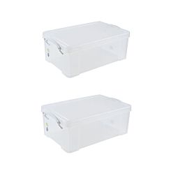 Really Useful Box 9L Clear with White Handles Pack of 2