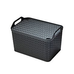 Strata Large Urban Basket With Lid In Charcoal