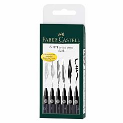 Faber-Castell Pitt Black Artist Pen Set of 6