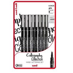 Uni PIN Calligraphy Drawing Pens Pack of 8